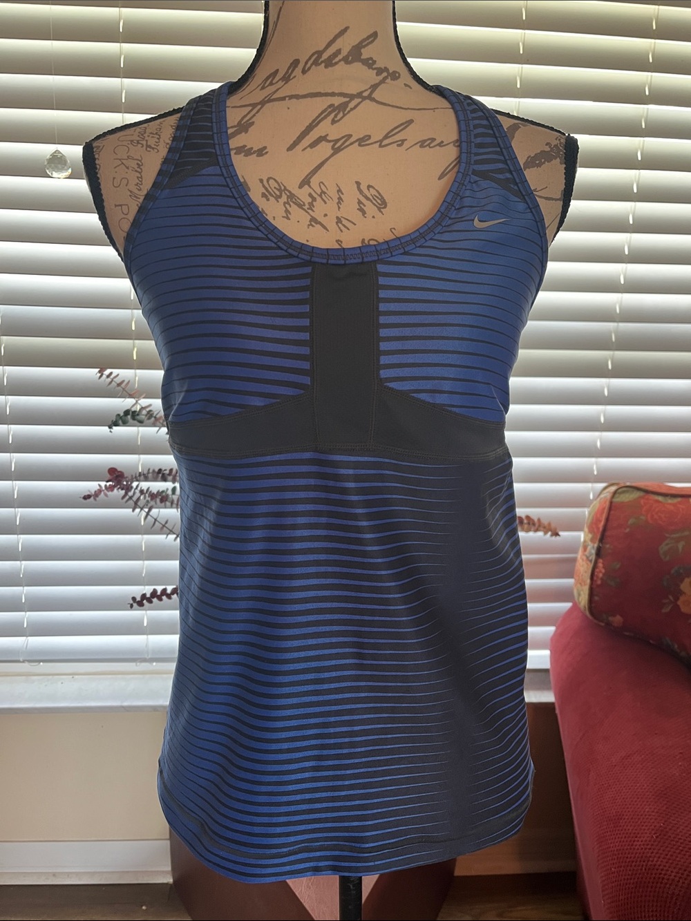 Nike Blue and Black Striped Racerback Tank